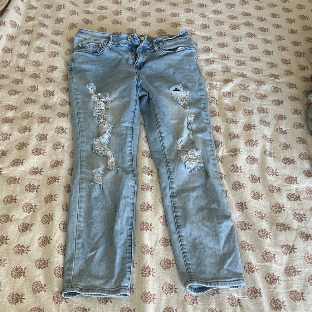 Judy Blue Light Blue Distressed Boyfriend Jeans